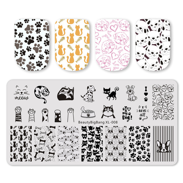 NEW DIY Rectangle Dog Cat Cute Animal Theme Nail Stamping Plates Nail Art  Stamp Template Image Plates Manicure Nail Art Tools - AliExpress